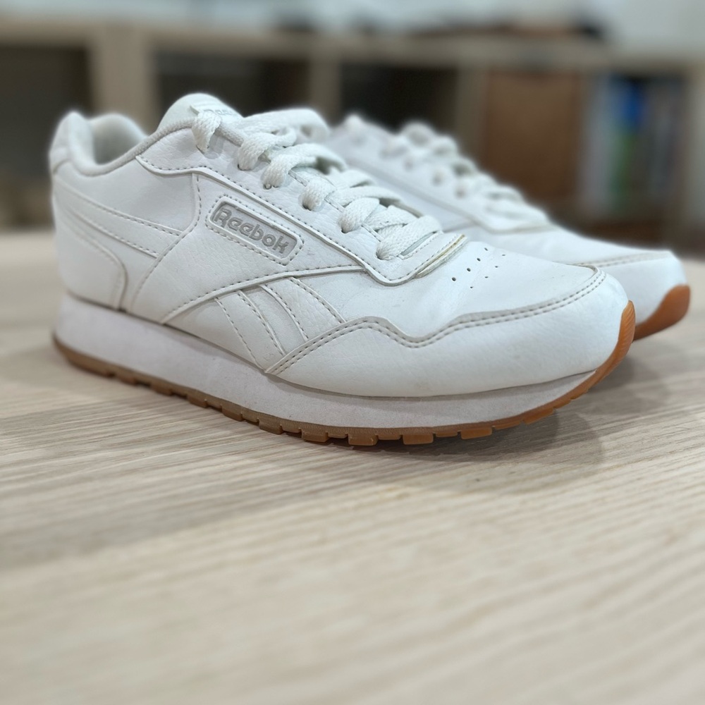 Reebok Classic White and Tan Sneakers